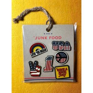 Junk Food America Enamel Pin 6 Set Red White Blue USA Patriotic
